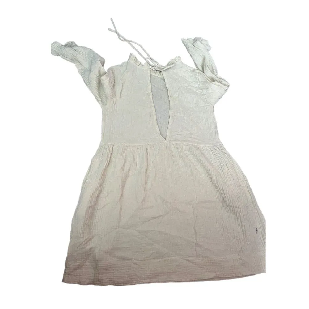 Ces femme SLUBBED COTTON TEXTURED LONG SLEEVE DRESS White - Image 5