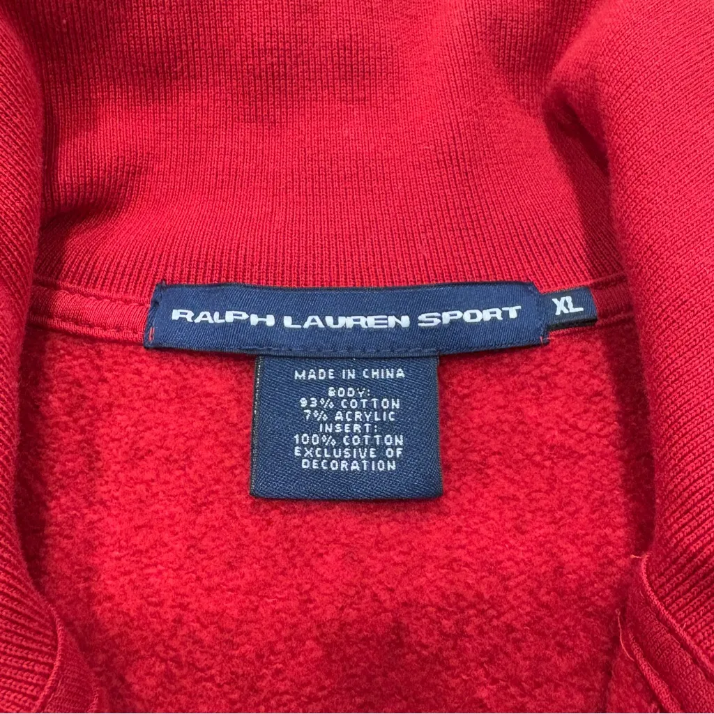 🌟RALPH LAUREN SPORT🌟 ZIP UP STAND COLLAR POLO LOGO SWEATSHIRT JACKET RED SZ XL - Image 7
