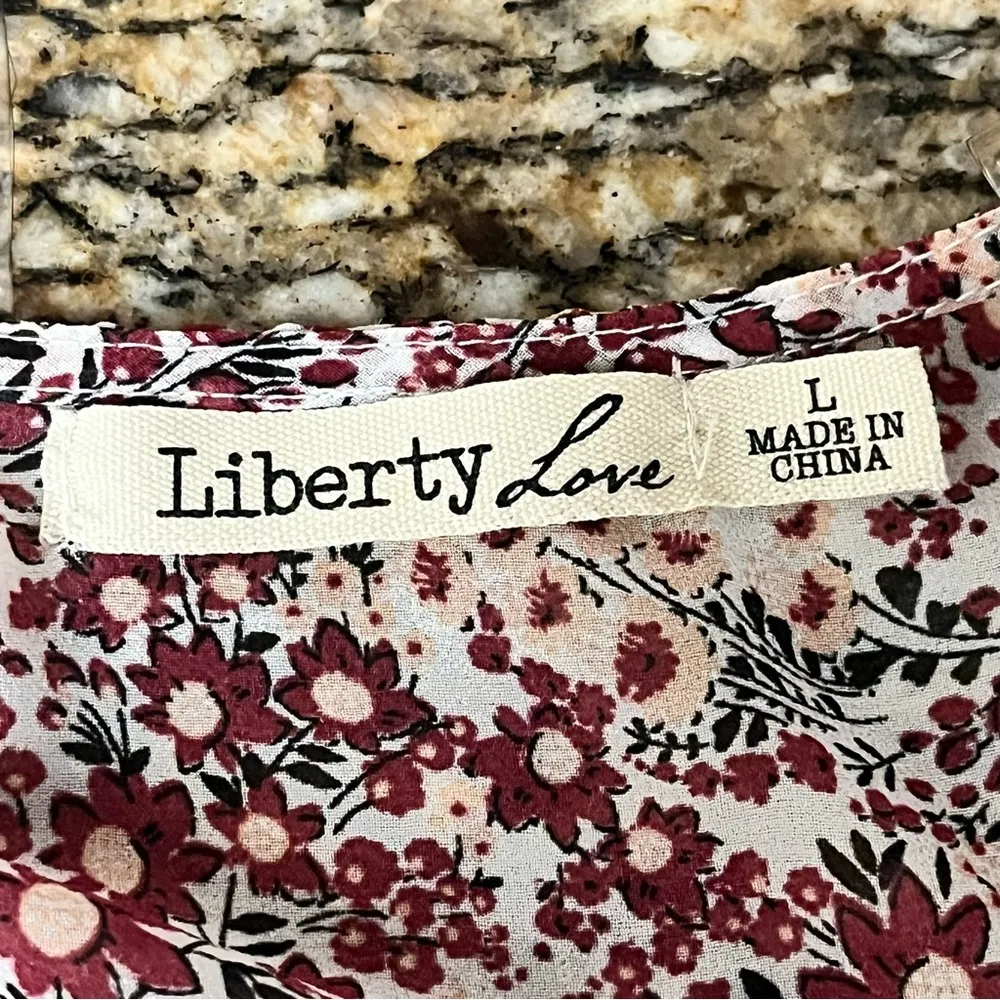 Liberty Love Vtg Y2k Kimono Blouse Sheer Cottegecore Boho Peasent L Coastal - Image 8