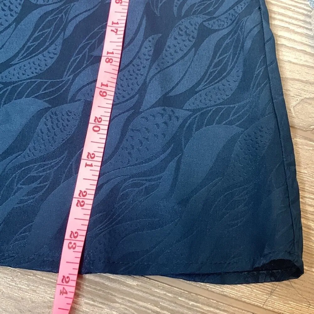 Amour vert amaranta silk long sleeve blouse teal embossed patterned sz S - Image 4