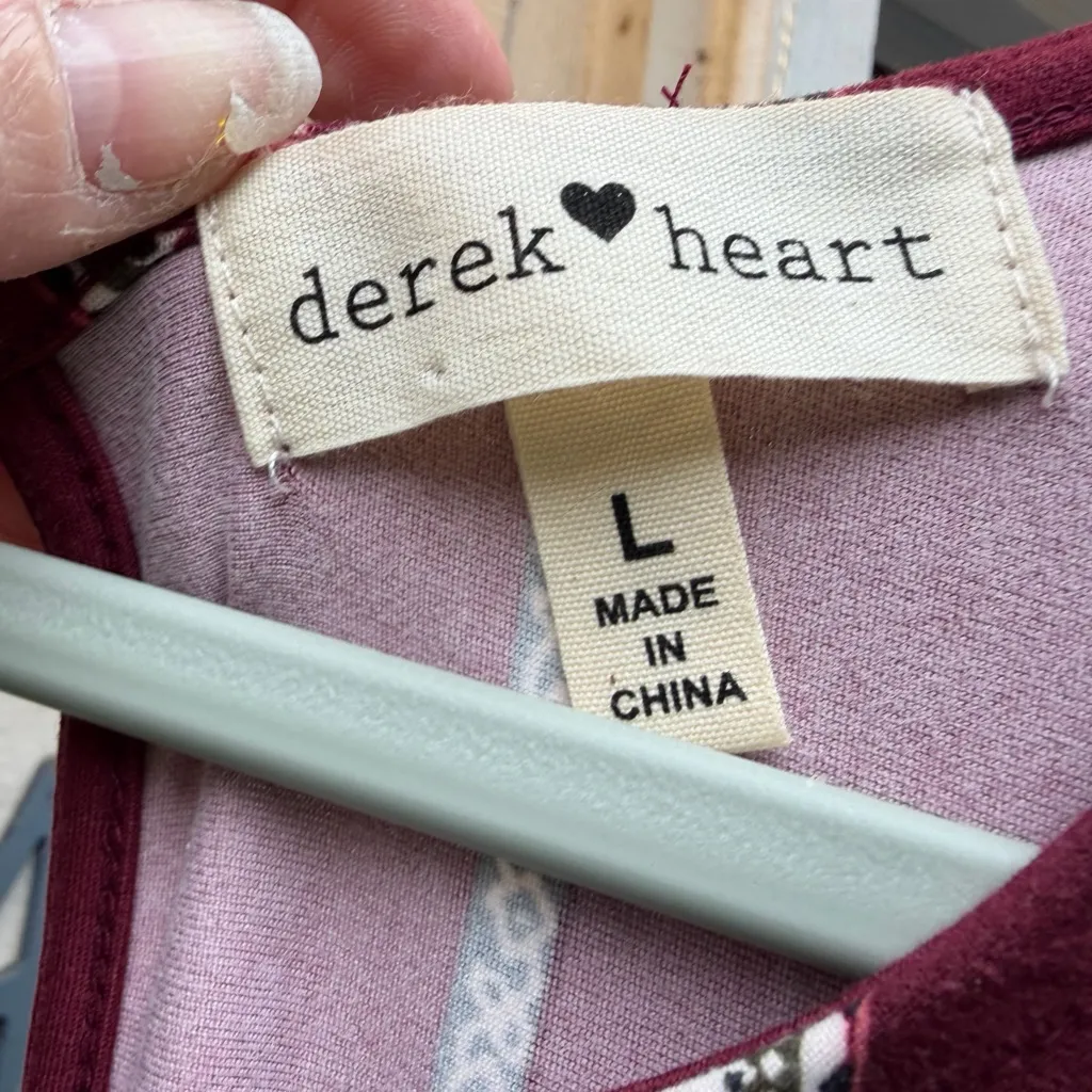 Derek Heart Burgundy Patterned Bohemian Tunic Size Large - Image 4
