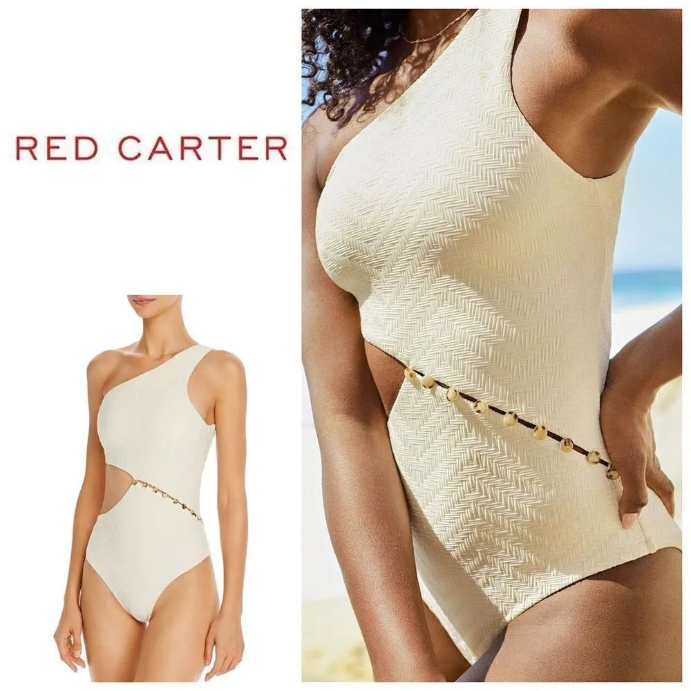 New. Red Carter Asymmetric ivory swimsuit. MSRP $162. Medium - Image 13