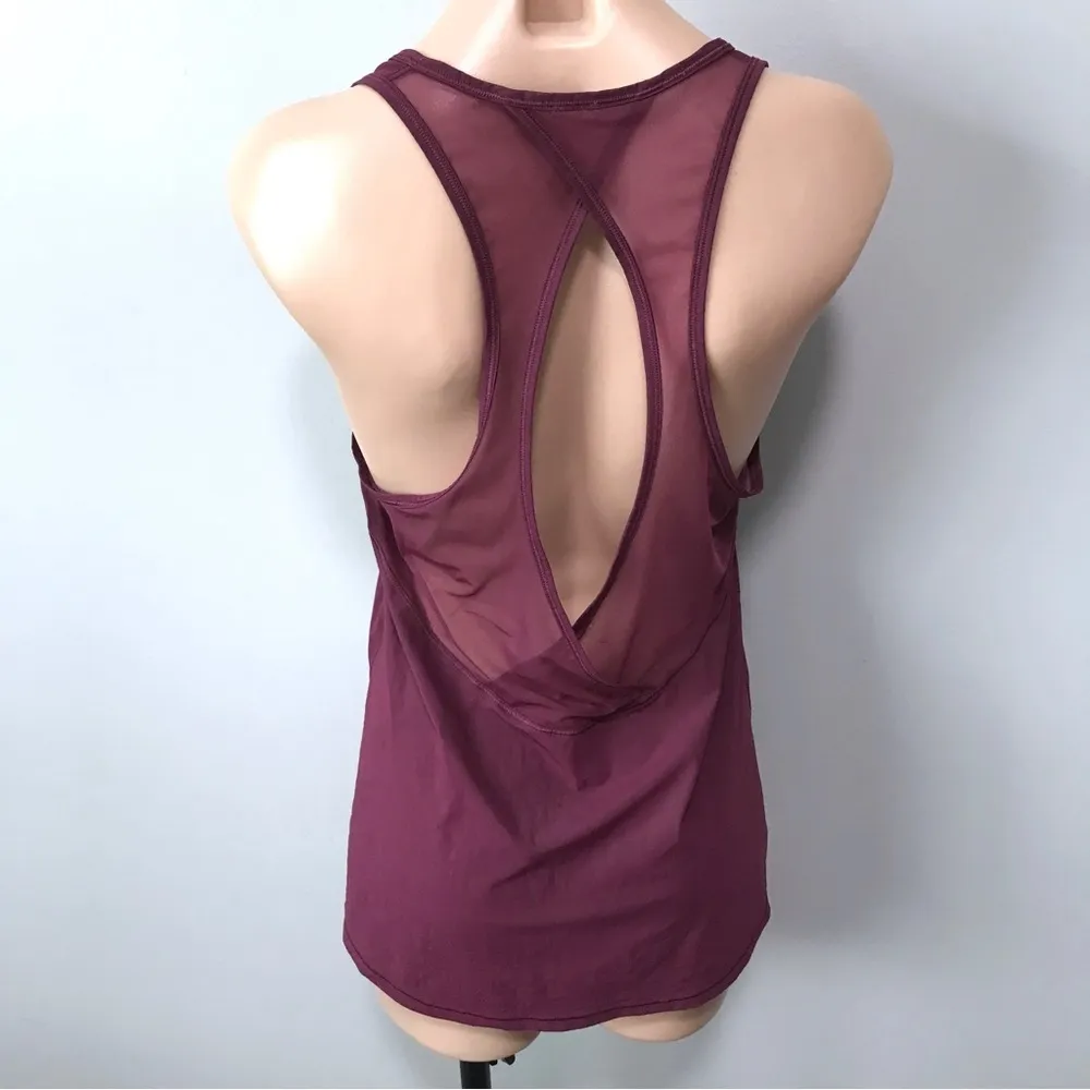 Lululemon Tranquil Tank Top Red Grape Purple Mesh Open Back Sheen - Image 3