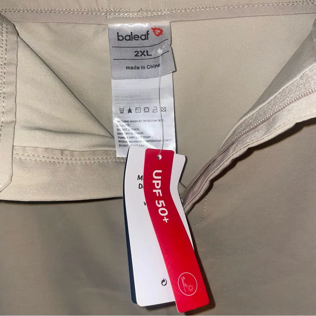 Baleaf Khaki Lined Skort Athletic/ Golf/Tennis Skirt Zip Up Pockets Size 2XL NWT - Image 3