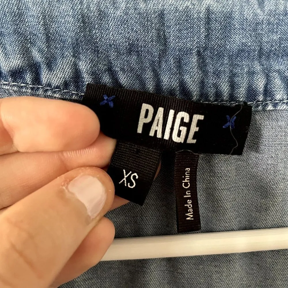 Paige denim long sleeved dress wraparound style v-neck tie waist casual dress - Image 5