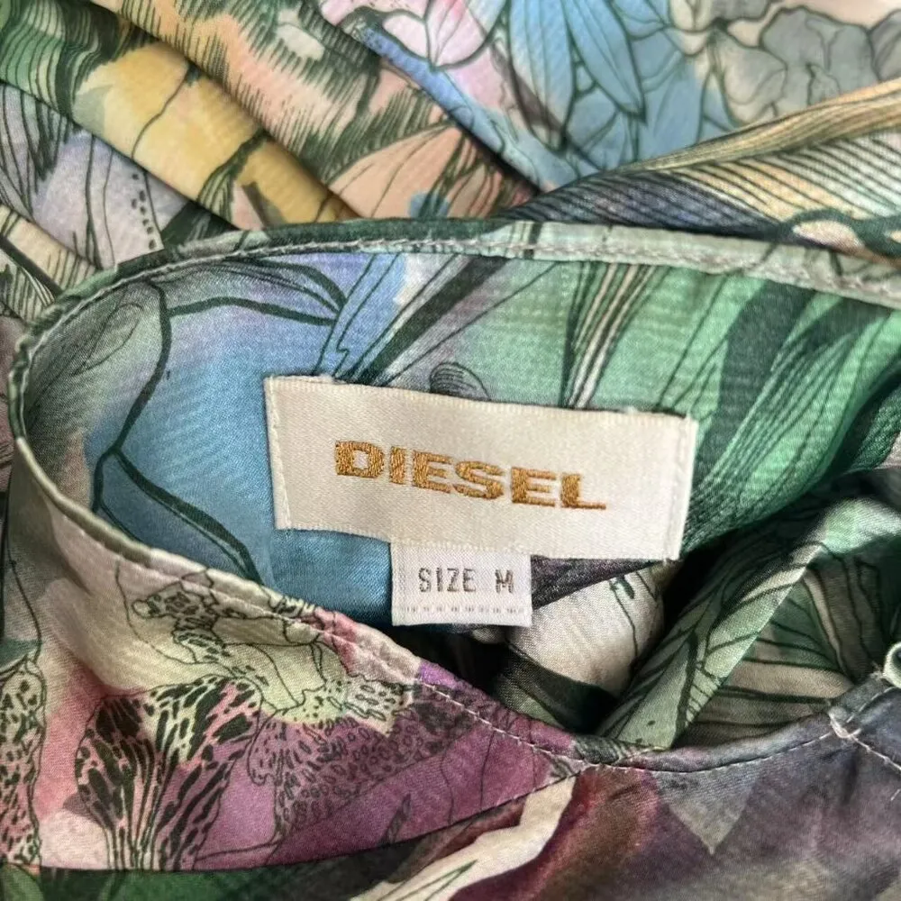 NWOT Diesel Women Floral Midi Dress Oversized Size M Pocket - Image 4
