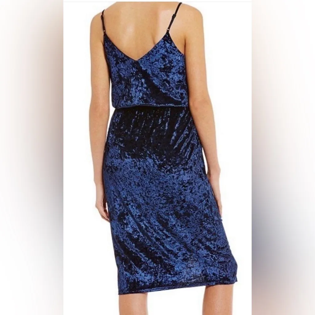 Sugar Lips Navy Blue Velvet strappy cocktail party midi Dress Size Medium - Image 2