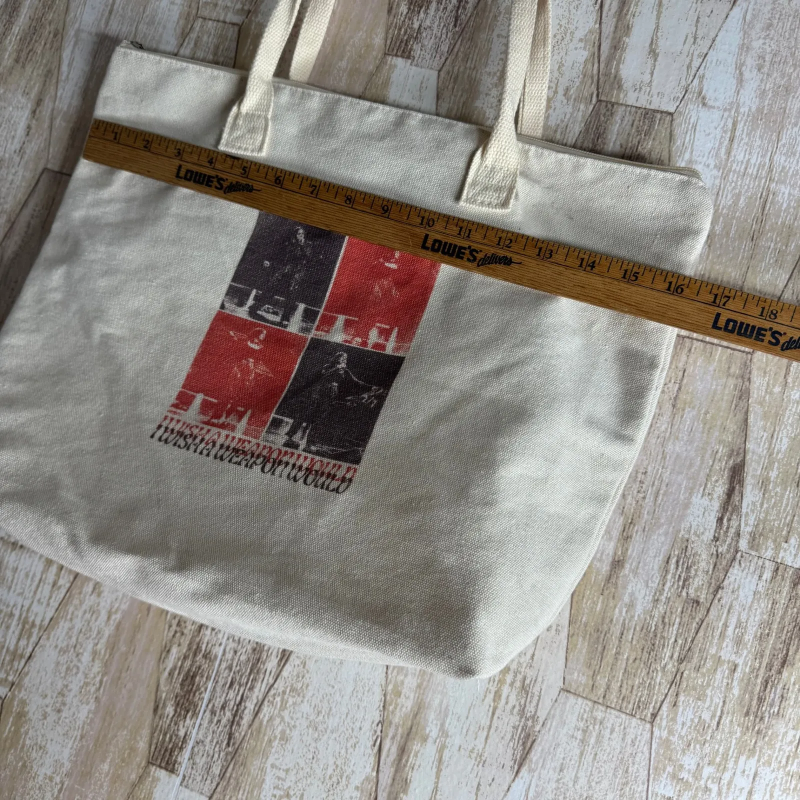 Canvas Tote Bag Graphic Print Zipper Music Band I WISH A WEAPON WOULD - Image 6