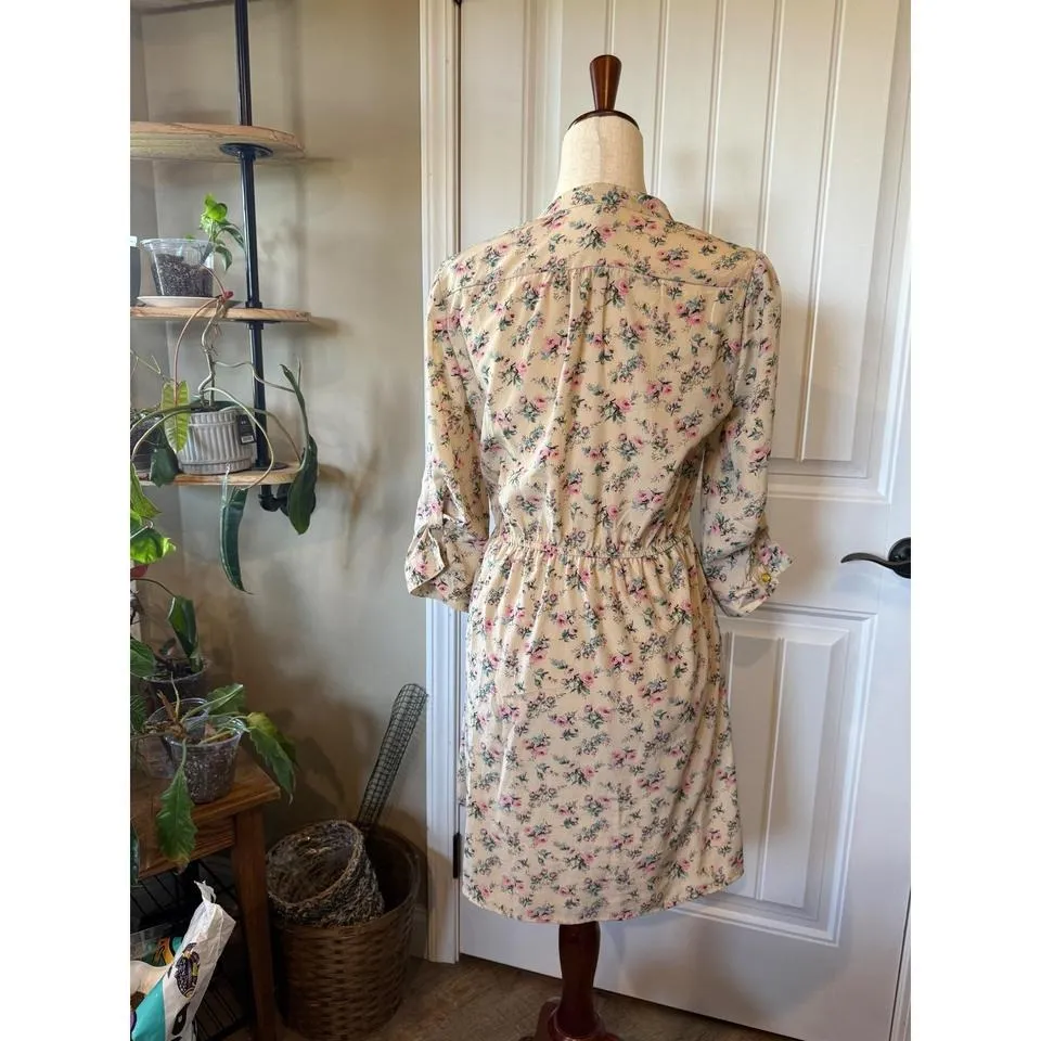 Charlotte Russe Floral Shirt Dress Button Front Elastic Waist Midi Women's M - Image 2