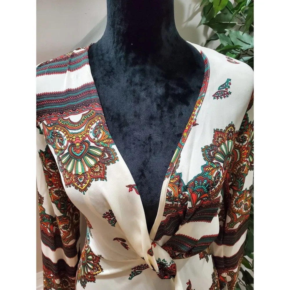 Prettylittlething Women's Polyester V-Neck Long Sleeve Knee Length Dress Size 8 - Image 4