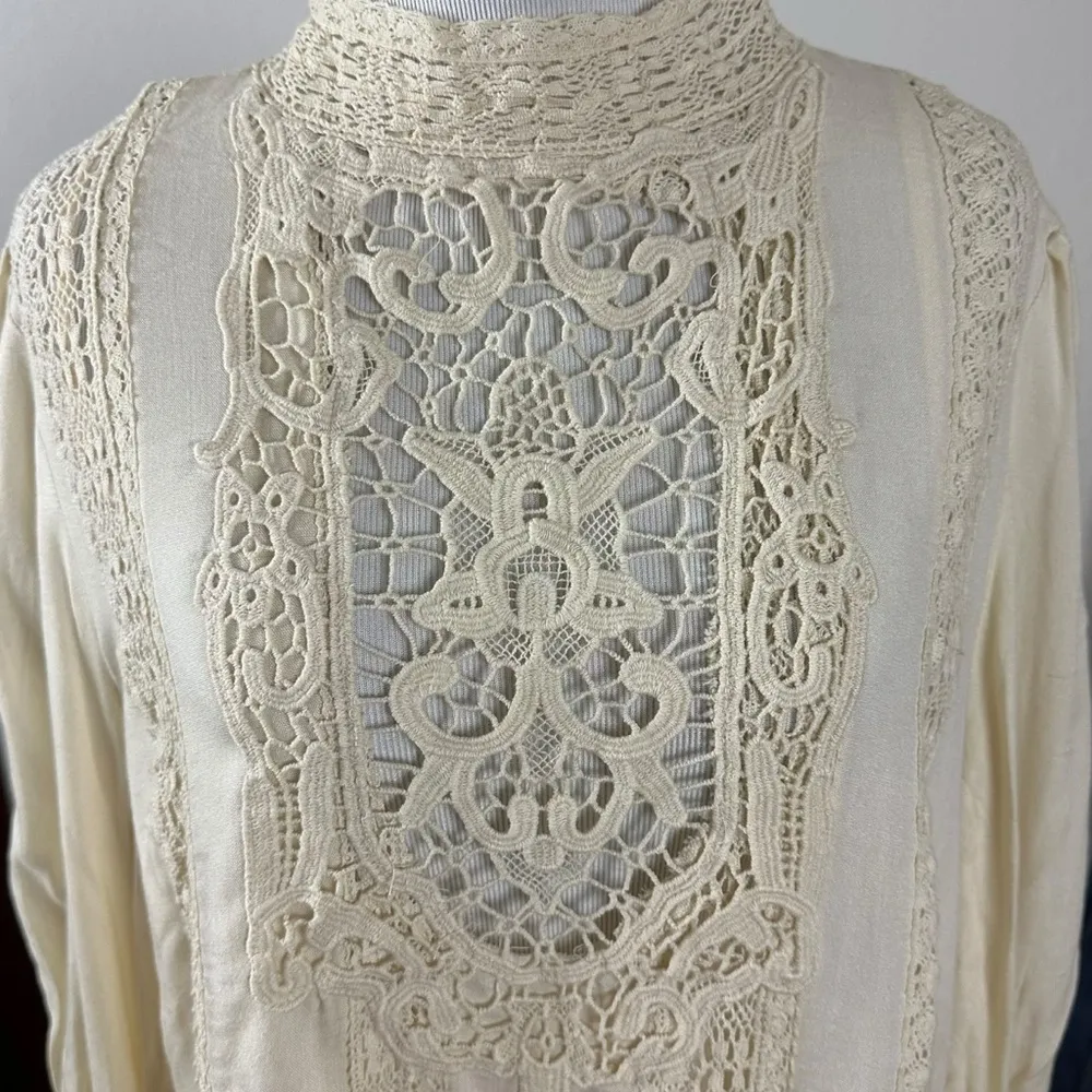 Free People Ethereal Edwardian Romantic Dainty Lace Mini Dress Ivory Medium NWT - Image 9