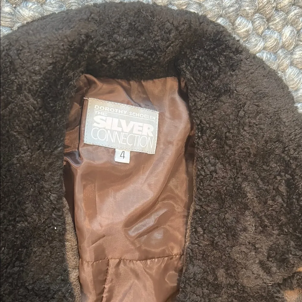 Dorothy Schoelen Silver Collection Brown Faux Fur Trim Blazer Jacket Size 4 - Image 6