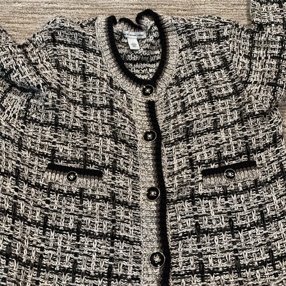 Autumn Cashmere Black and White Tweed Jacket - Image 4