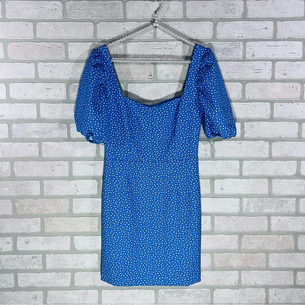 French Connection NWT Elao Whisper Blue Floral Cutout Back Mini Dress Size 4 - Image 4