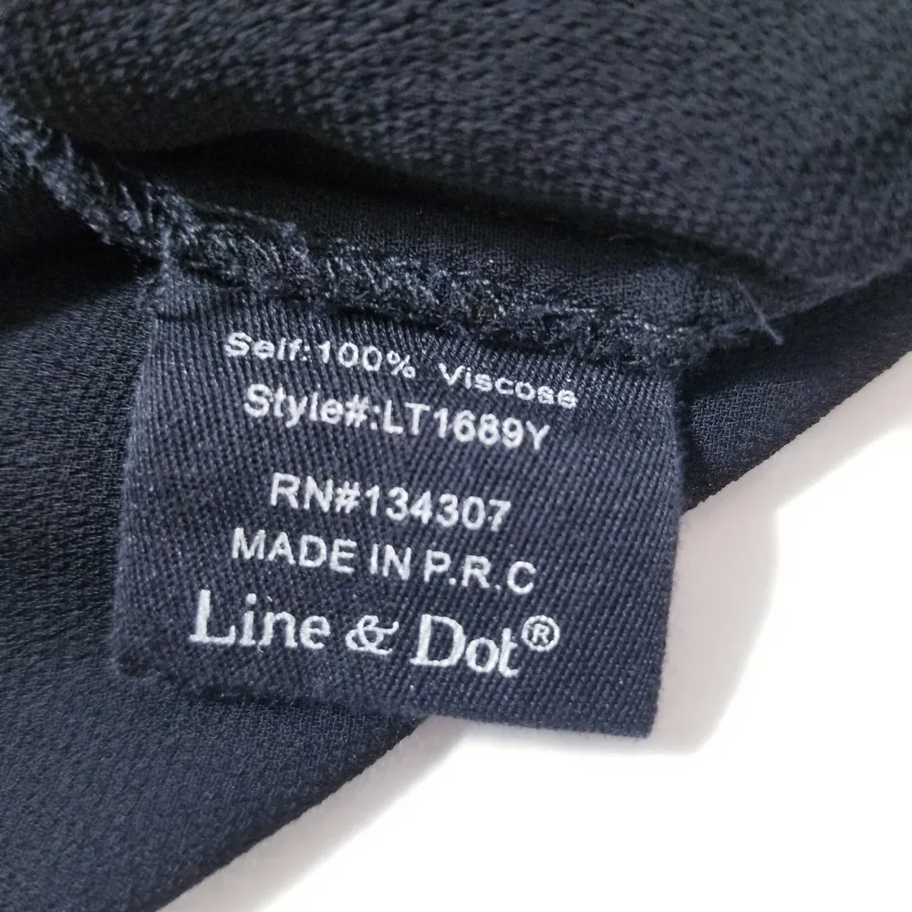 Line and Dot Black Crochet Tassels Deep V-neckline Sheer Blouse Long Sleeves - Image 10