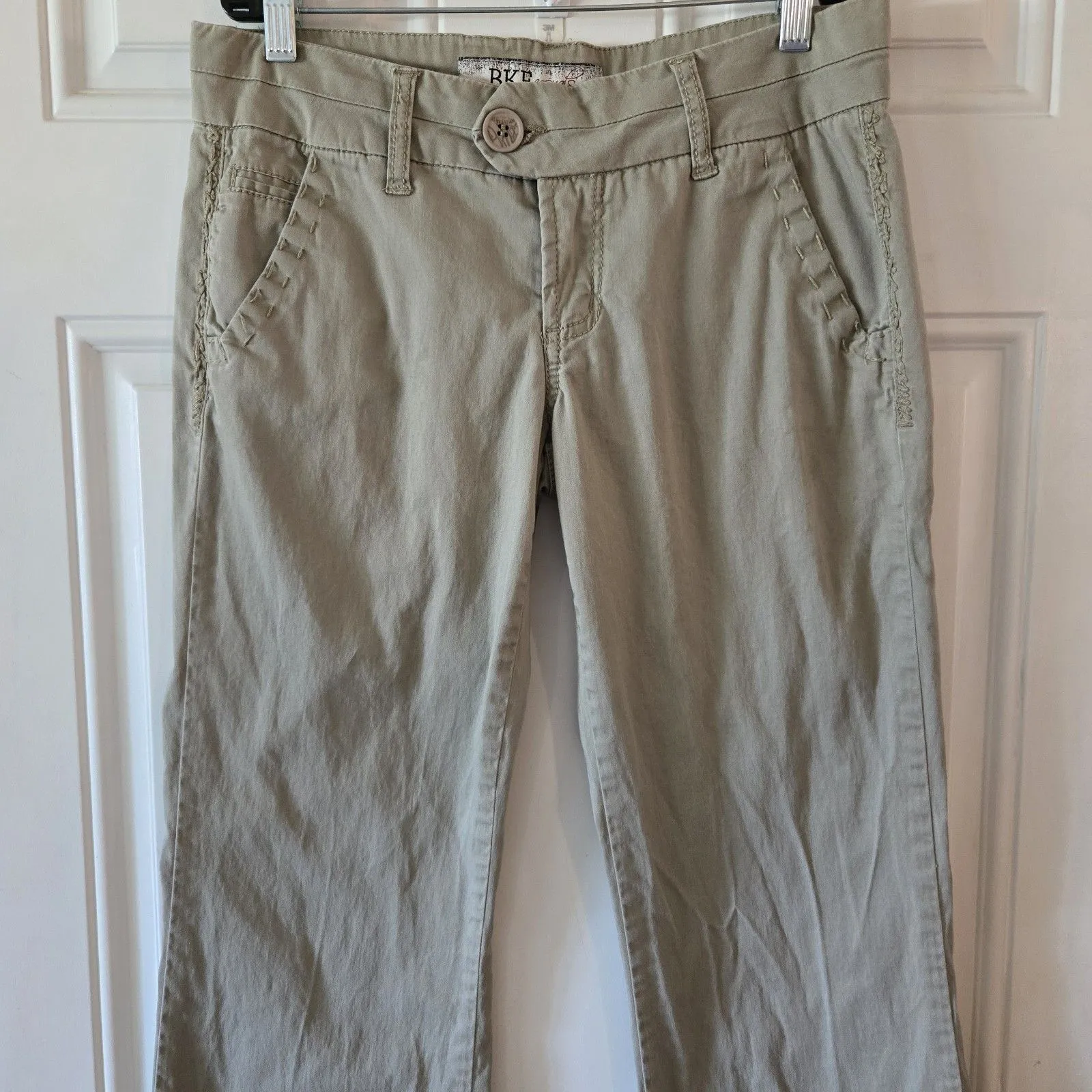 BKE Casuals Serena Pants Size 27 Tan Flare Slacks Stretch Low Rise Y2K Jeans - Image 2