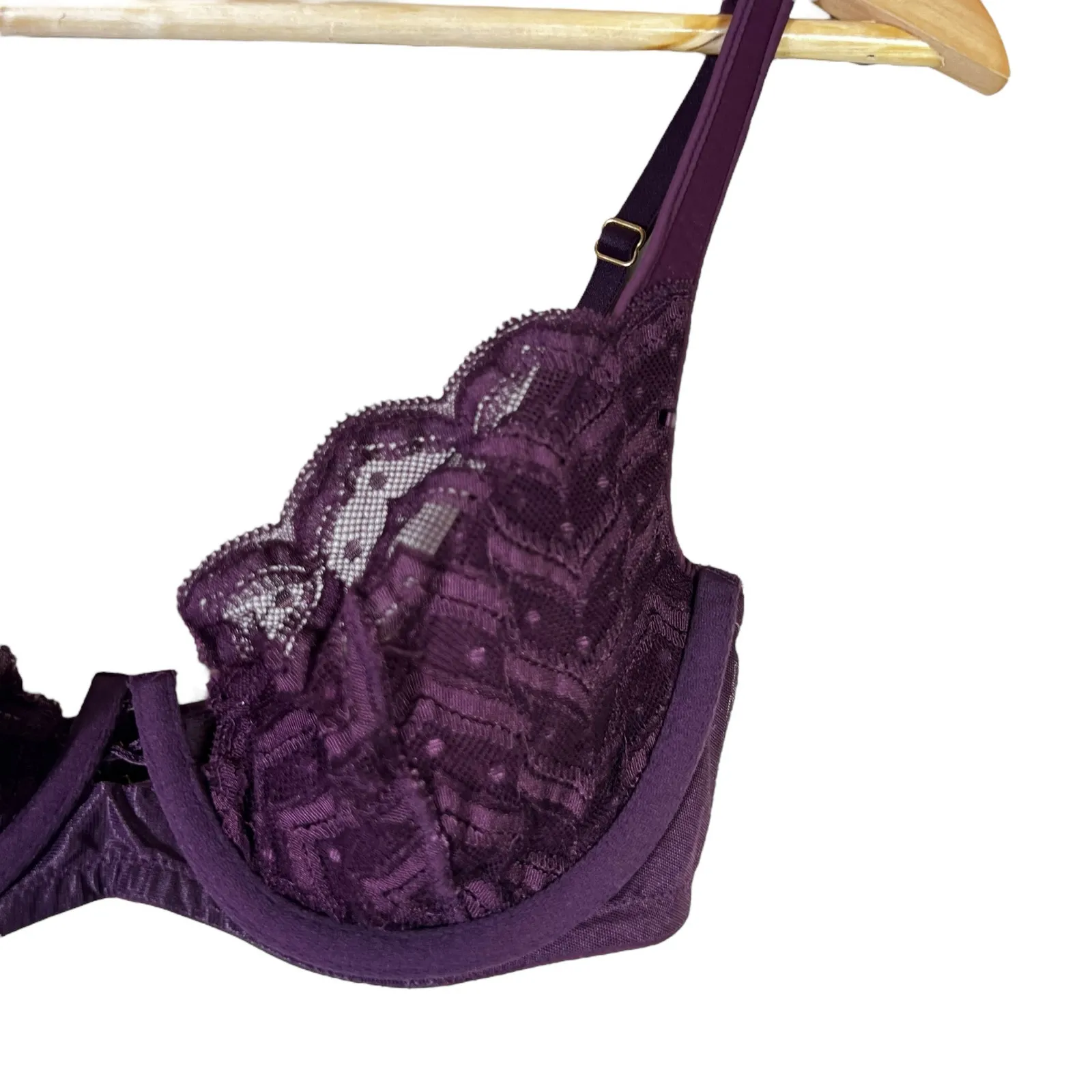 Victoria’s Secret Very Sexy Bra Womens 34D Purple Lace Push-Up Unlined Coquette - Image 2
