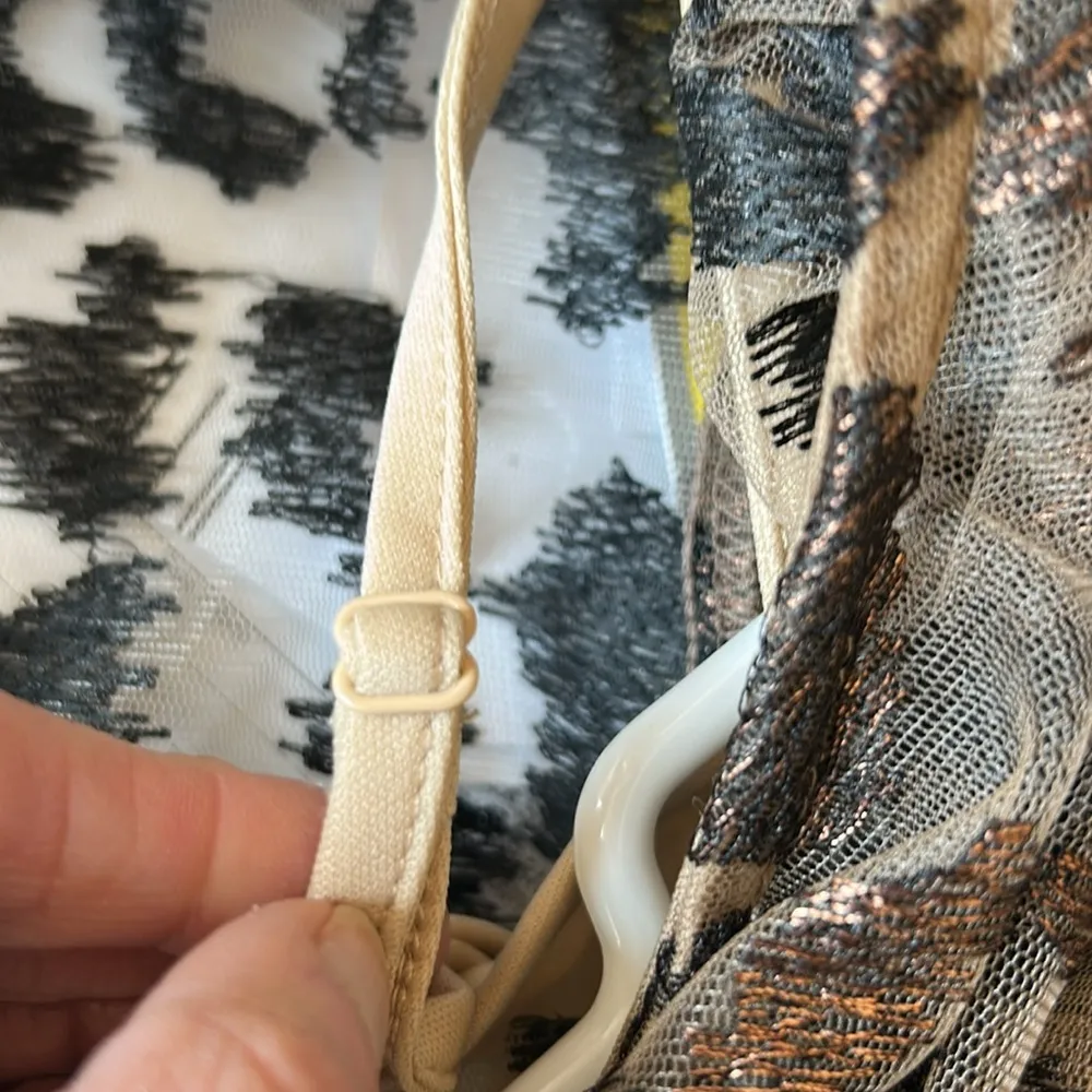 Eva Franco Metallica Bronze Sheer Layered Blouse Size XXSP Brown - Image 16