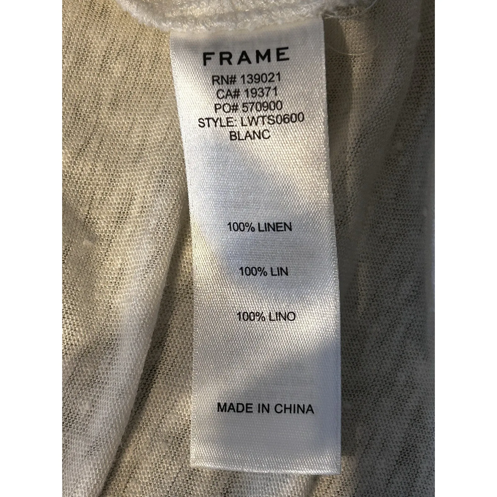 Frame  White Linen Bell Sleeve Top Scalloped Hem Size M - Image 7