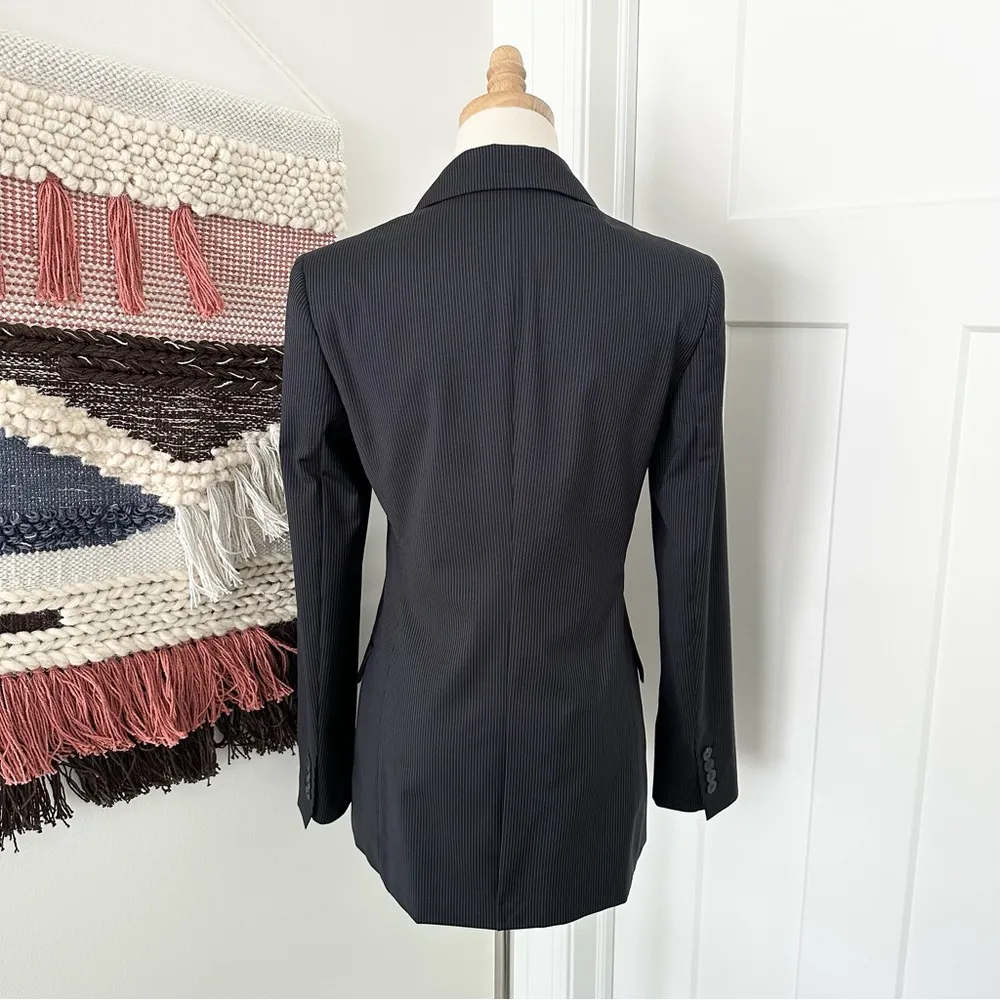 Massimo Dutti  Pinstripe Wool-Blend Double-Breasted Blazer Navy Size 4 NWT - Image 9