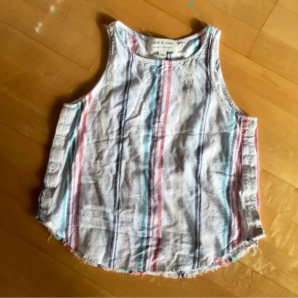 cloth & stone Striped Tank Top, Cream, Colorful, Pastel, Size XS - Image 13