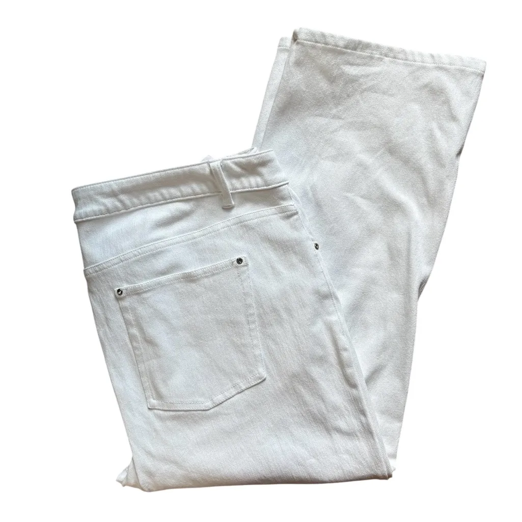 Belle Kim Gravel Stretch White Crop Jean Sz 16X22” Classic 5 Pocket Flare Hem - Image 3