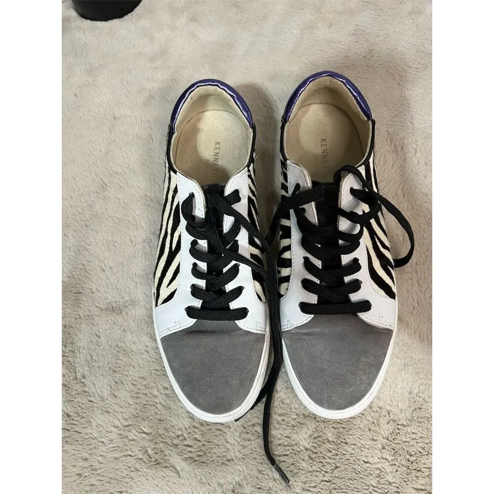 Kenneth Cole Women's Kam Zebra Print Lace Up Sneakers, White, Size 8 - Image 6