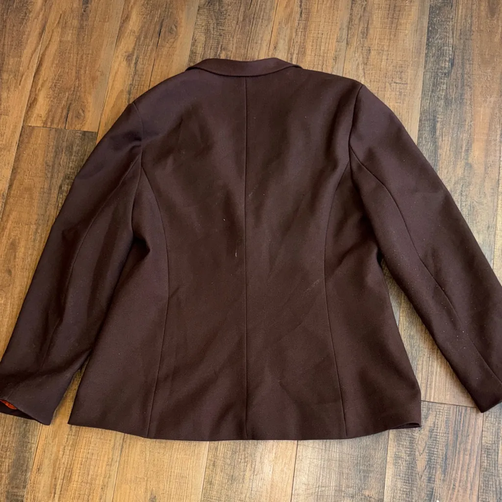 Levi's Women's Dark Brown Blazer with Vibrant Orange Lining - Image 5