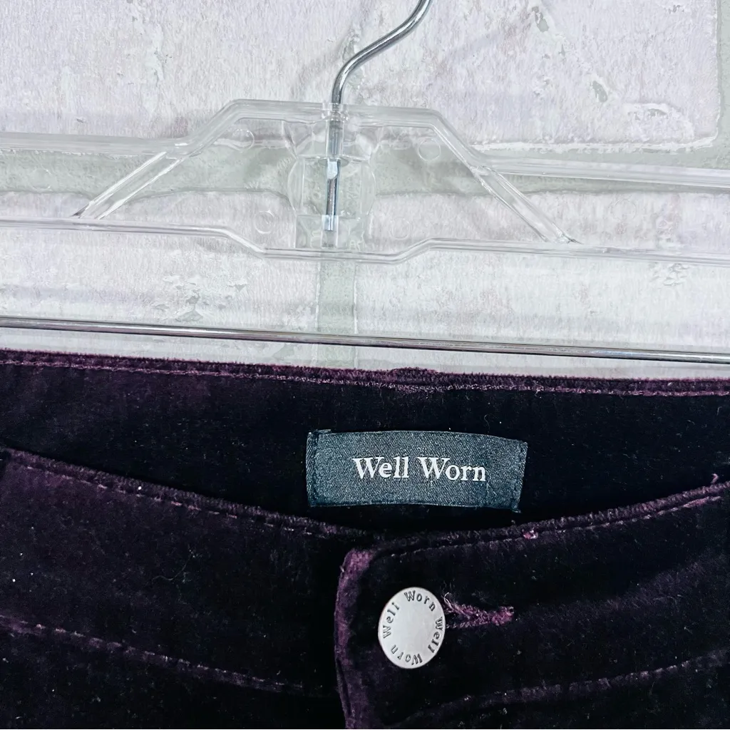 Well Worn Deep Purple Luxe Velvet High Rise Tapered Leg Jeans Size 8/29 - Image 7