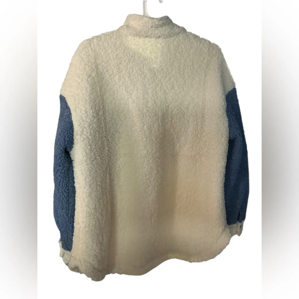 Cozy Cream and Blue Utility Jacket White Size L - Image 2