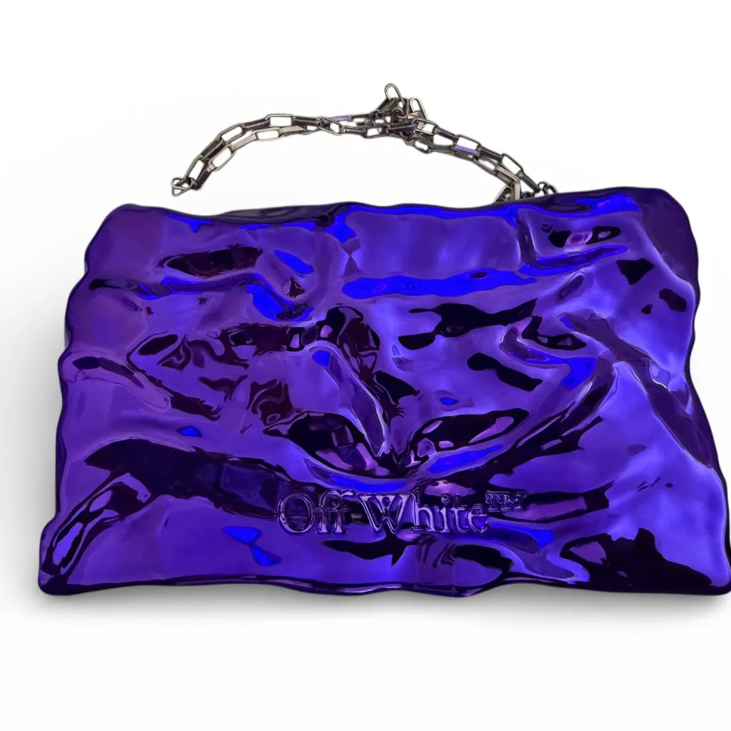 NWT Off-White Crushed “Sculpture” Clutch w Dustbag – Violet Purple - MSRP $2270 - Image 2