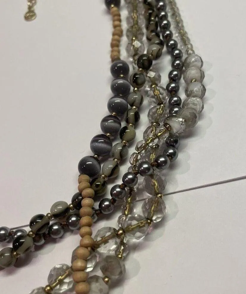 Loft Signed  Multi Color Multi Strand Beaded Statement Necklace - Image 5