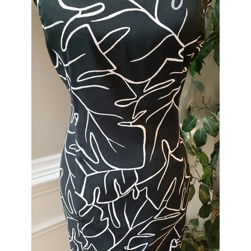 AGB Sheath Dress Women Size 16 Black & White Prada Boat Neck Sleeveless Pullover - Image 10