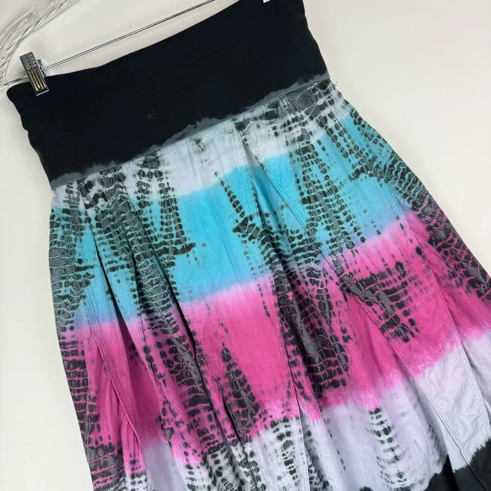 Y2K Tie Dye Midi Skirt Sz Large Foldover Waistband - Image 12