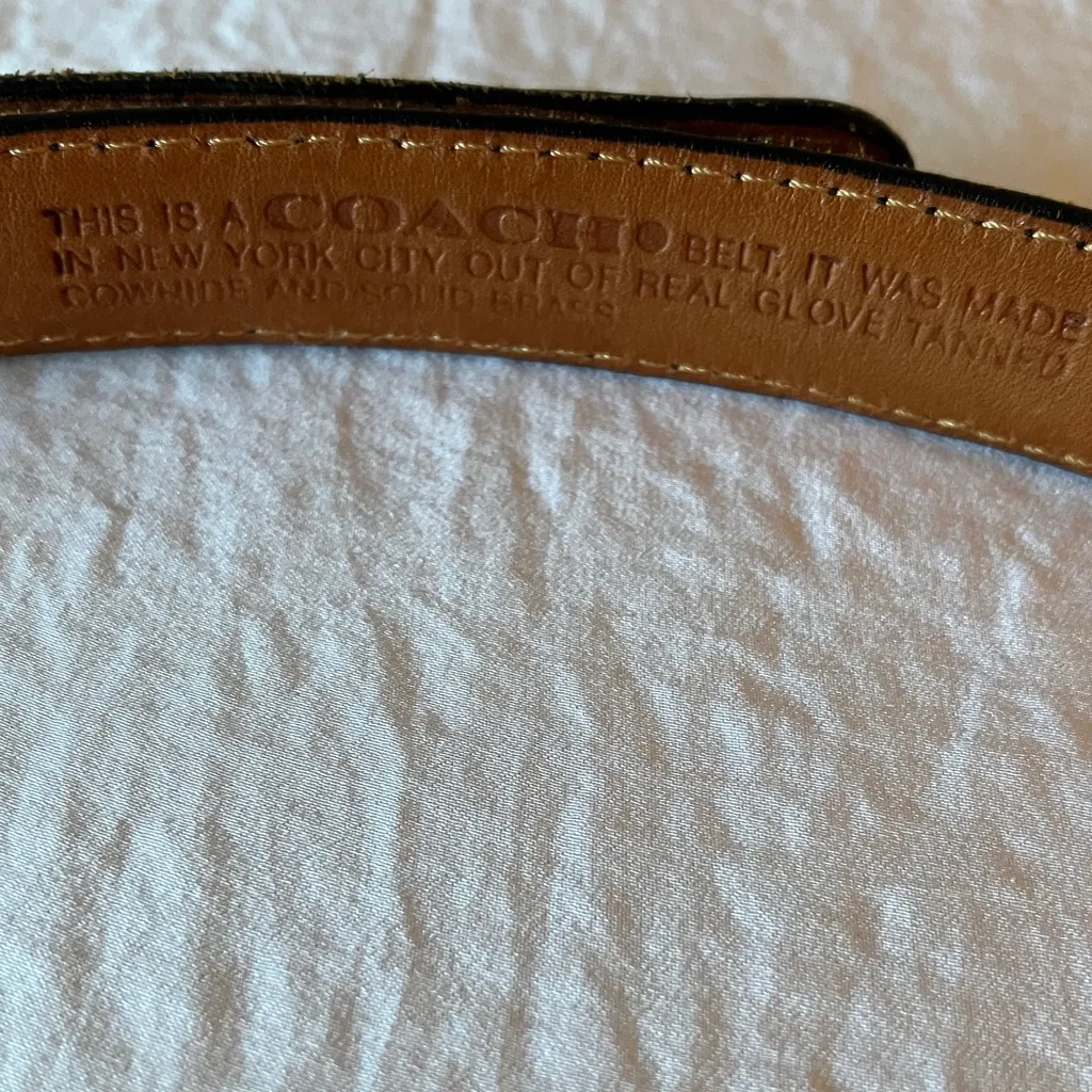 Coach: Vintage Leather Belt- Gold Tone Buckle- Made in NYC- wear- S-32” - Image 3