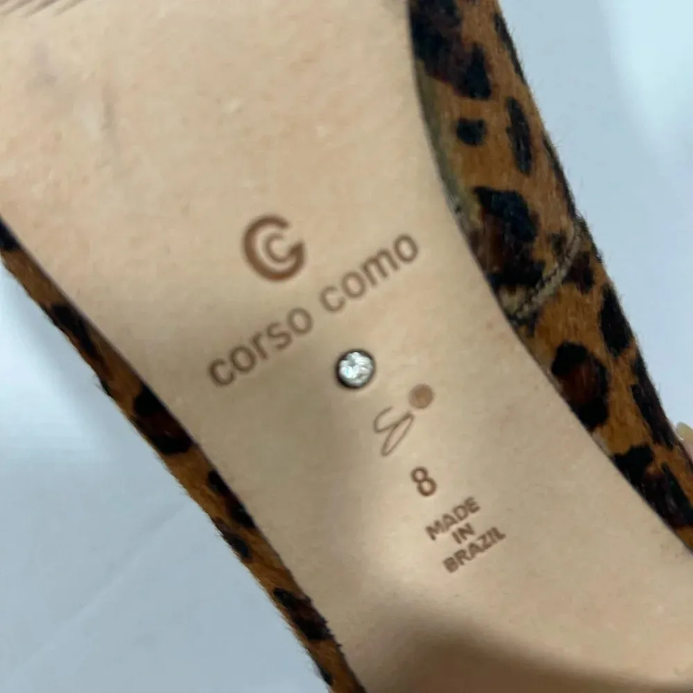 NEW!CorsocComo-Leopard cow hair, suede heel pumps size 8 - Image 9