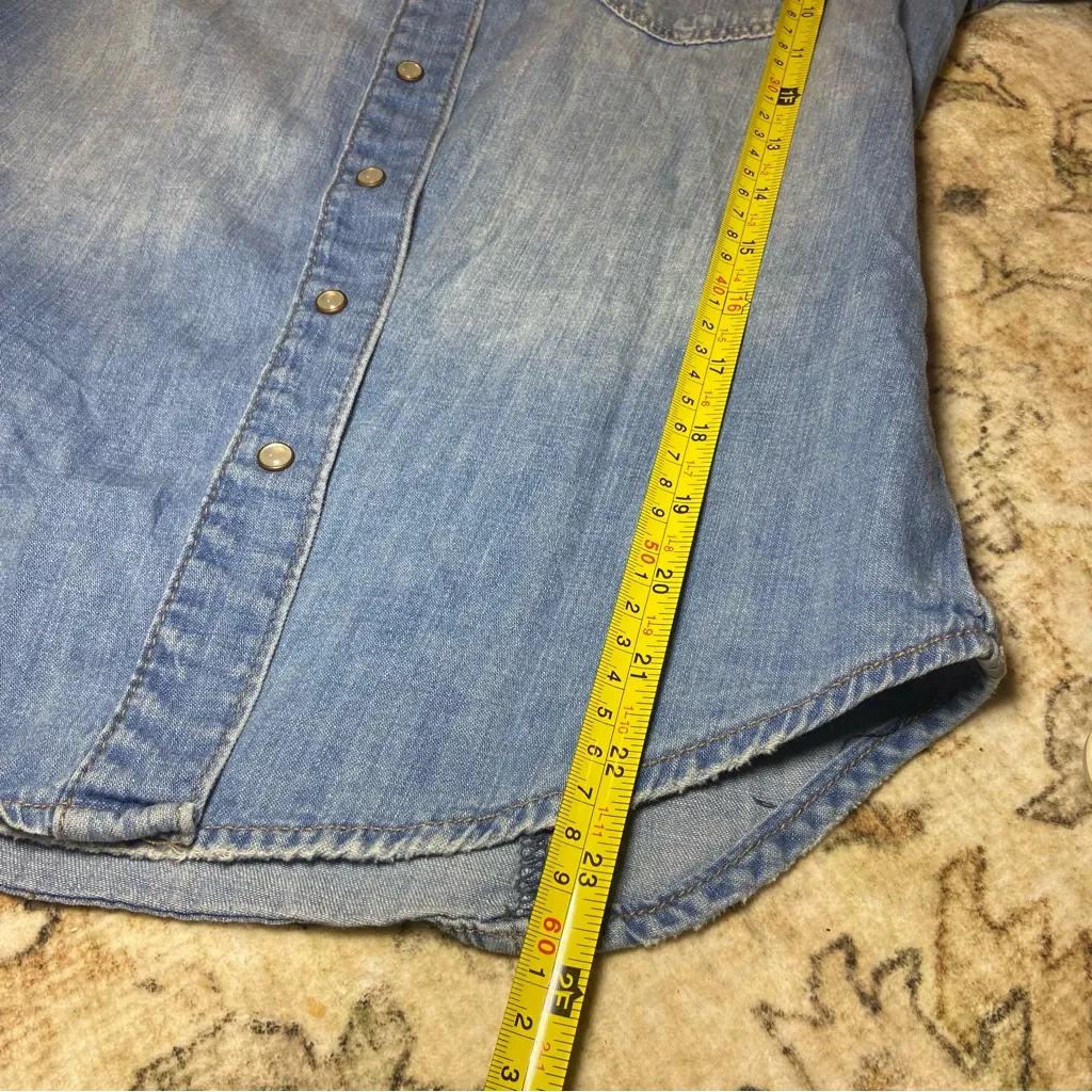 H&M Sky Blue Denim Long Sleeve Fitted Top - Image 12