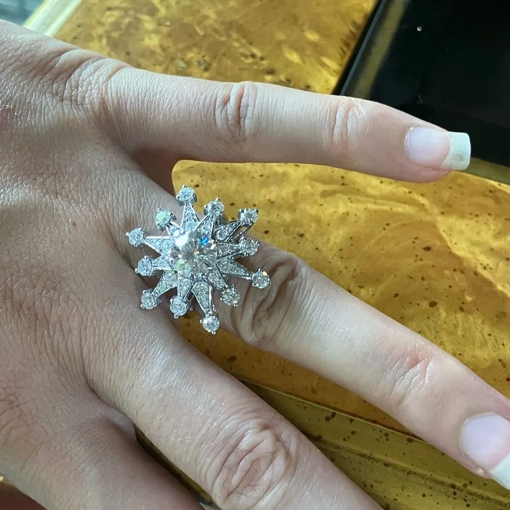 Genuine Moissanite Sterling Silver Cocktail Ring Size 6 - Image 4