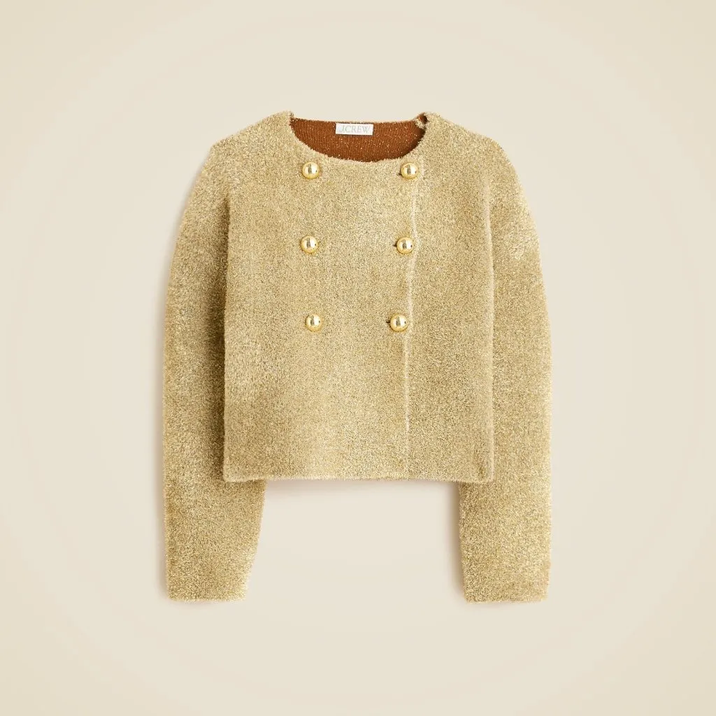 NWT J.Crew Collection Oversized Double-faced Cardigan in Gold Metallic Jacket M - Image 3