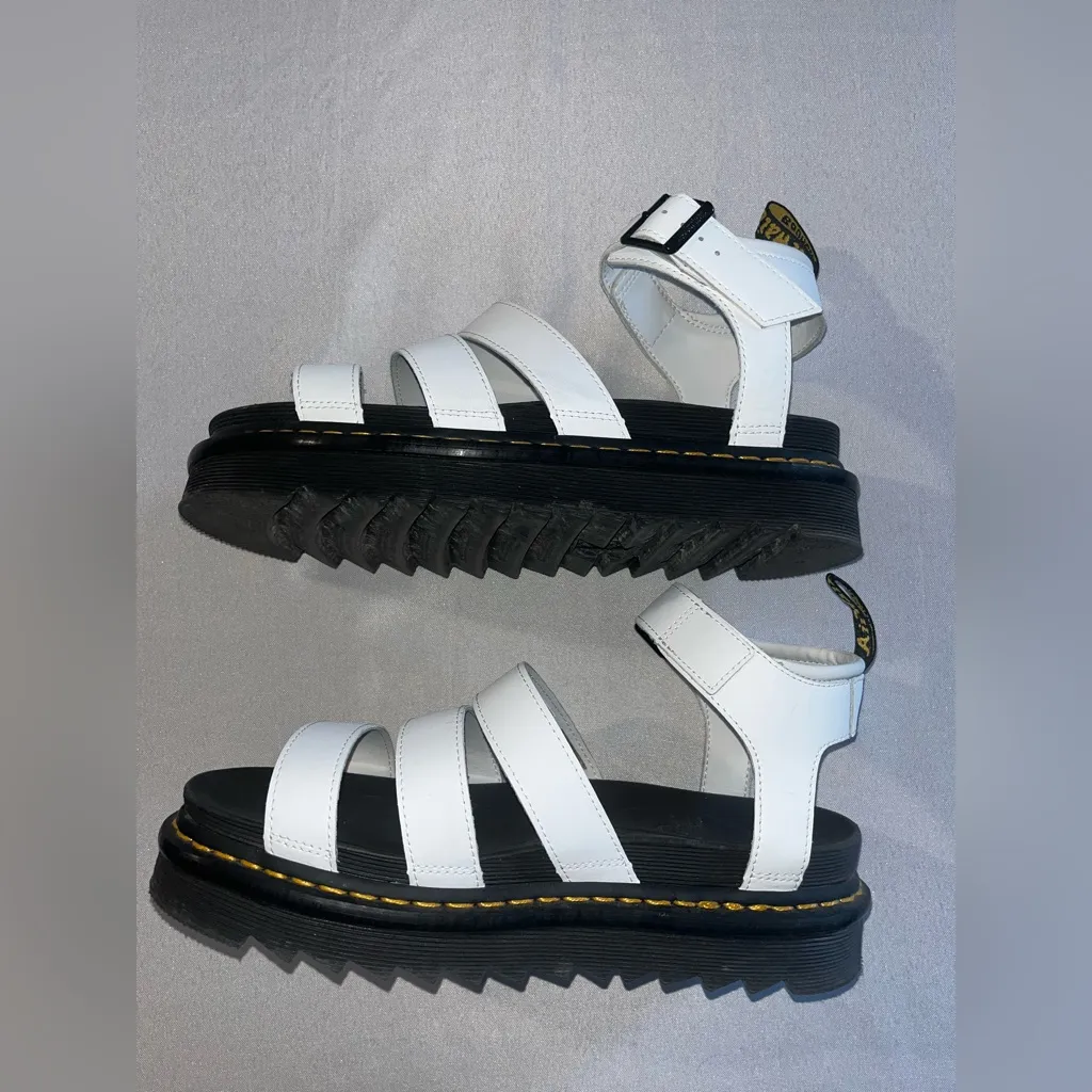 Doc Martens Blaire White Platform Leather Ankle Strap Sandals - Image 7