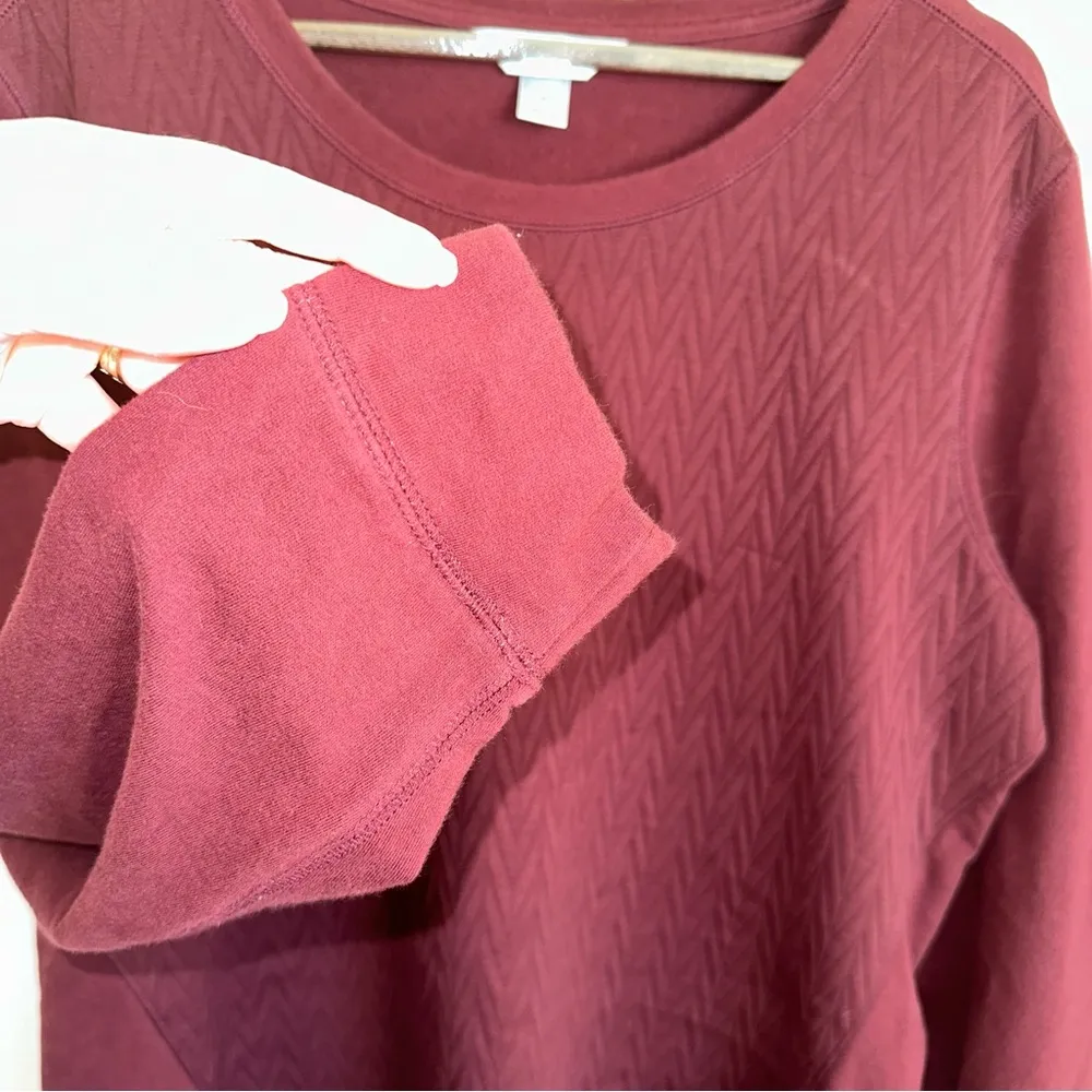 Christopher & Banks maroon Chevron stitched sweatshirt, women, XL - Image 5