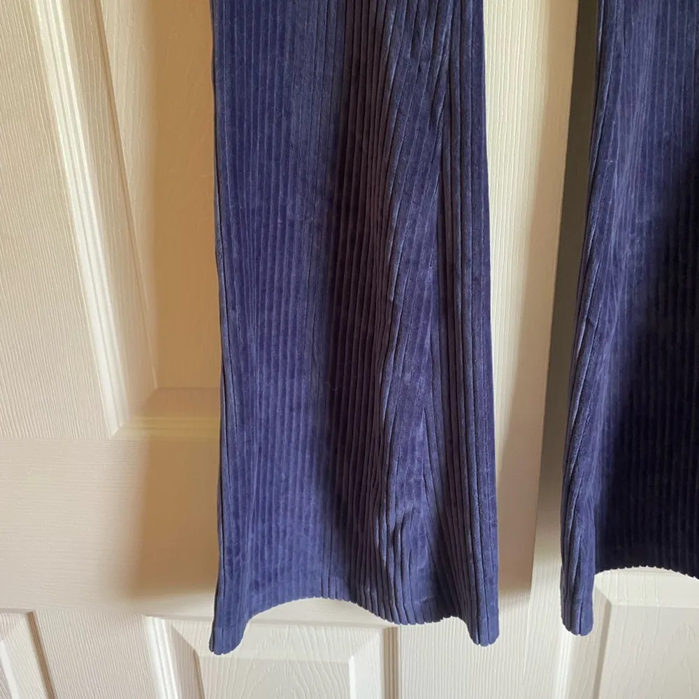 Aerie small blue velour pull on flare leggings sweatpants lounge - Image 3