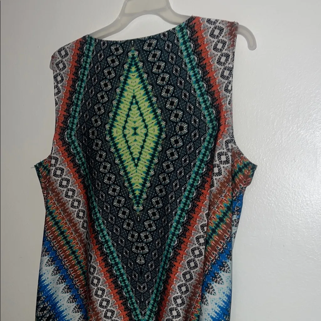 MSK XL Multicolor Sleeveless Geometric Pattern Dress Green - Image 10