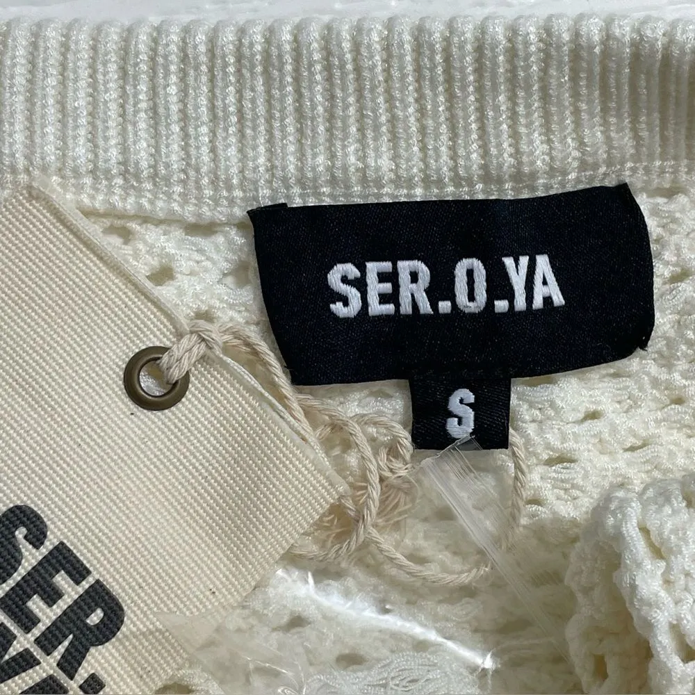 NWT‎ SER.O.YA Blithe Crochet Bandeau Top in Porcelain Ivory Cream Size SMALL - Image 4