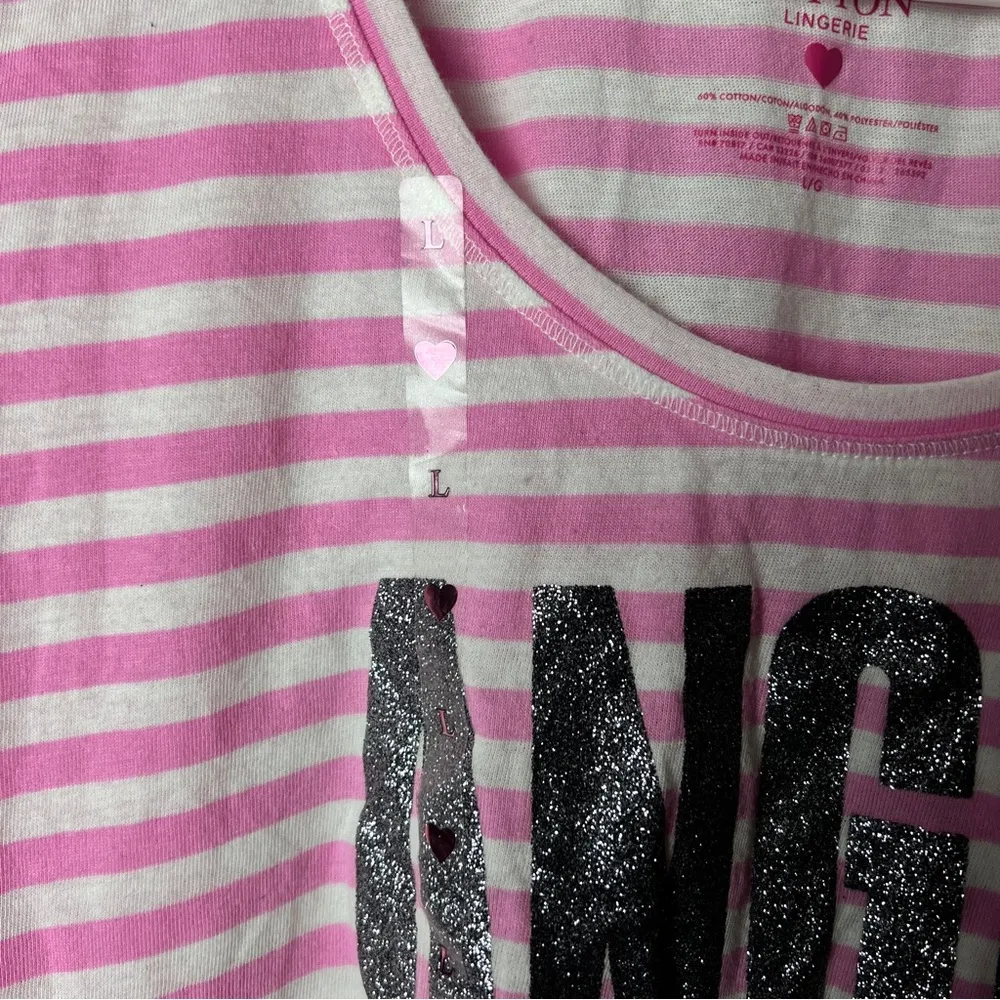Victoria's Secret Women's Striped Crewneck Graphic Logo Short Sleeve Sleepwear - Image 10