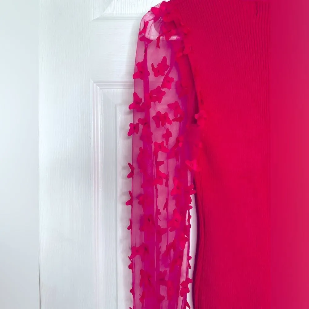 Almost famous Juniors Square neck top puff‎ sheer long sleeves medium - Image 6