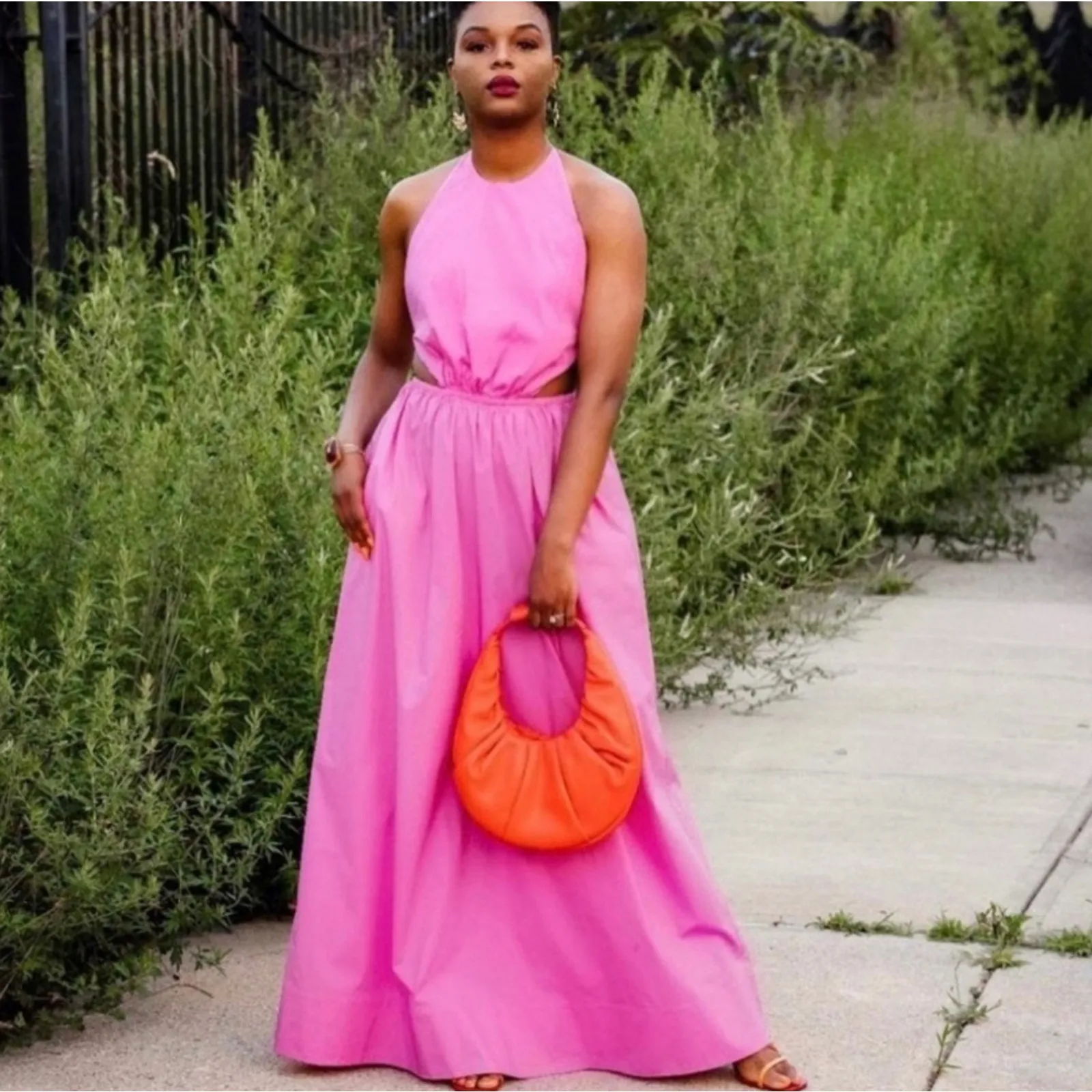 Staud‎ Apfel Pink Halter Open Back Maxi Dress - Tie Back Halter Dress Size XS - Image 4