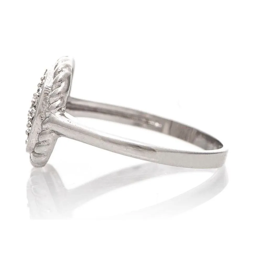 RIVKA‎ FRIEDMAN Twisted Bezel Pavé CZ Ring, Silver Rhodium Plated, Size 6, NWT - Image 4
