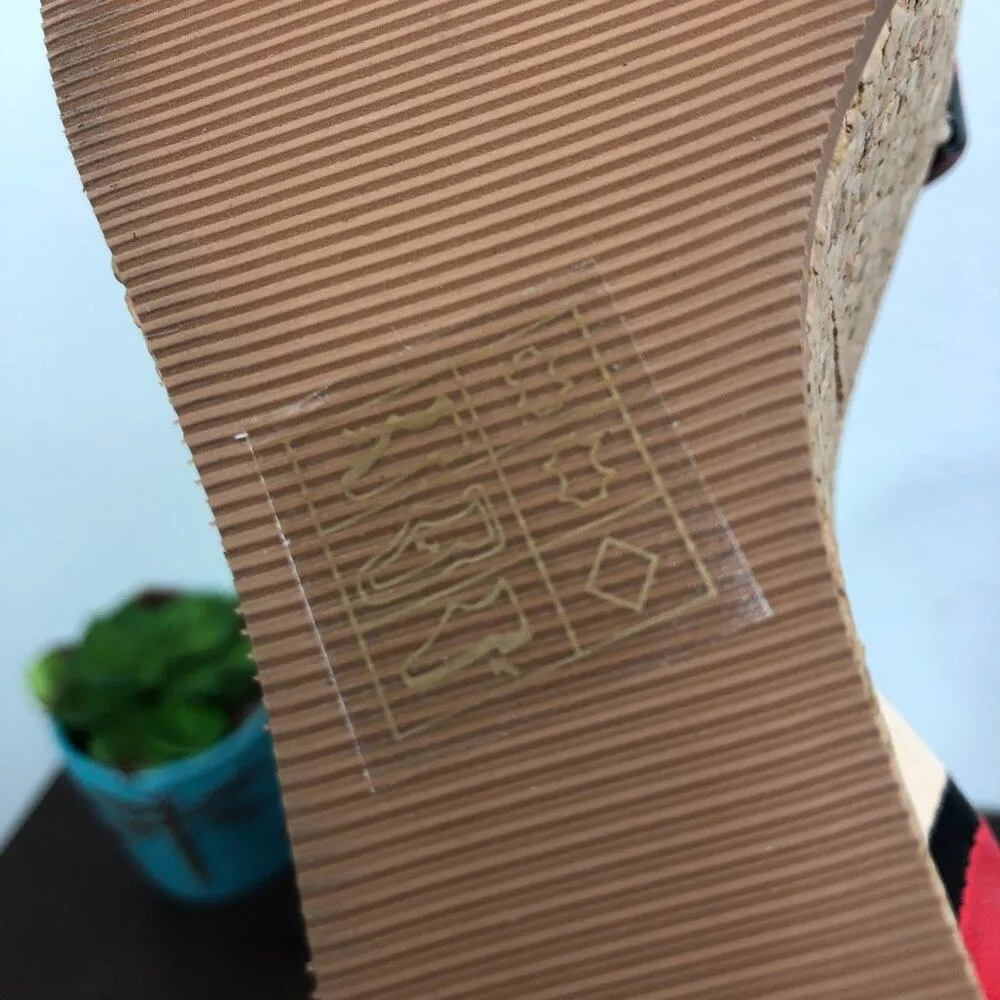 NEW See By Chloe 'Patti' Tri-Tone Striped Leather Cork Wedge Sandals - Image 10