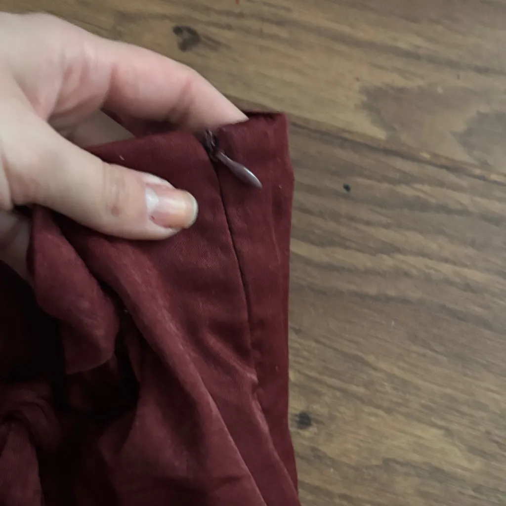 NWT Glam  Rich Burgundy Mini Skirt Wrap Front FLAW - Image 5